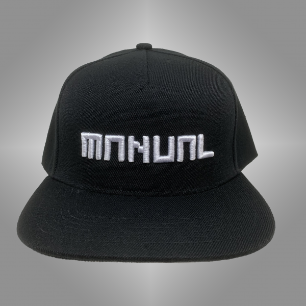Manual Music - CAP snapback - White on black 3D embroidered