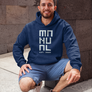 Manual Music – Hoodie navy, logo MANUAL EST. 2005 in white