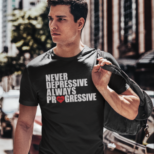 MNL – T-shirt black, ALWAYS PROGRESSIVE with white/red print