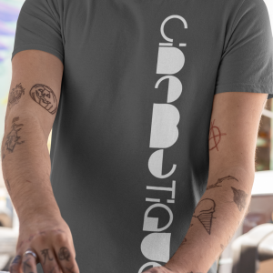 CINEMATIQUE – T-shirt with logo vertical, white print, available in different colors