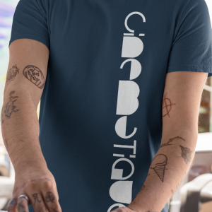 CINEMATIQUE – T-shirt with logo vertical, white print, available in different colors