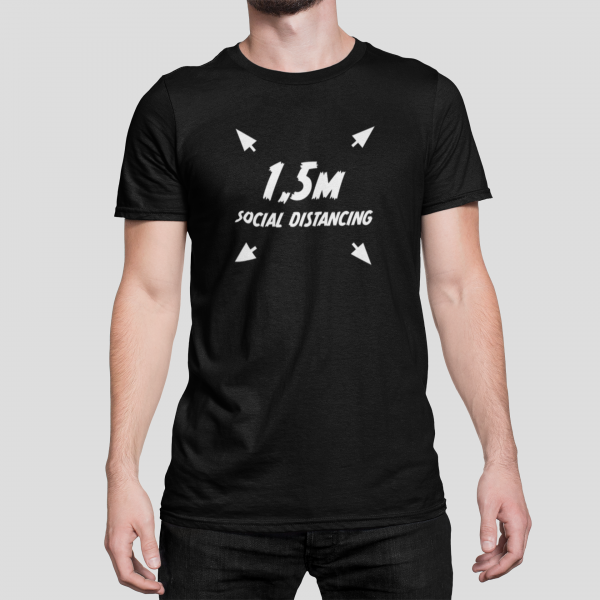 ANTI-VIRUS - T-shirt black, 1,5 mtr Social Distancing