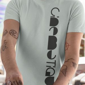 CINEMATIQUE – T-shirt with logo vertical, black print, available in different colors