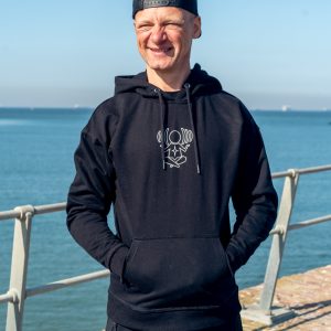 CHARLY LOWNOISE – Oversized hoodie with logo, white print