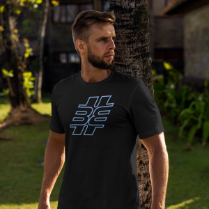BITTE-EIN-BEAT! – T-shirt with outline logo, pale blue print