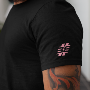 BITTE-EIN-BEAT! – T-shirt with outline logo, medium pink print