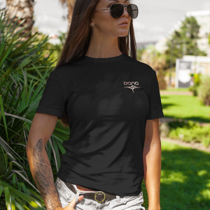 DANA – T-shirt women with logo, rosegold print