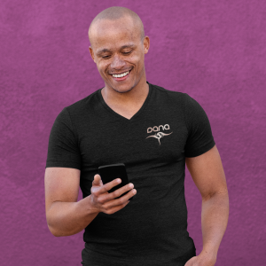 DANA – T-shirt V-neck with logo, rosegold print