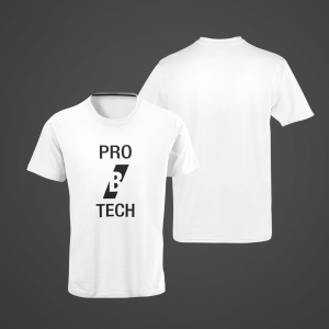PRO B TECH – white T-shirt, with large vertical logo
