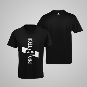 PRO B TECH – black T-shirt,  with large vertical logo