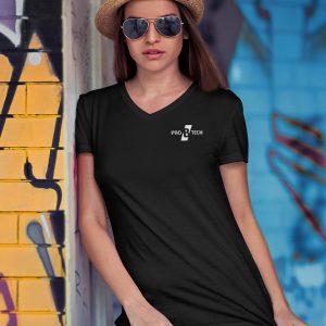 PRO B TECH – Black T-shirt women V-neck with logo on both sides