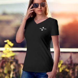 PRO B TECH – Black T-shirt women V-neck with logo on front