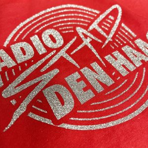 RSDH – WOMEN red T-shirt, vinyl logo in Silver Glitter