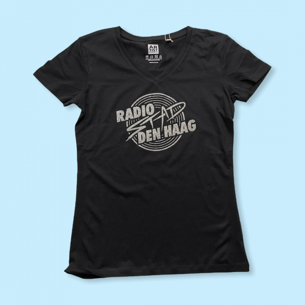 T-shirt women record with logo Radio Stad Den Haag in glitter