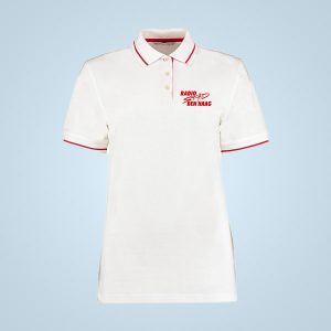 RSDH – WOMEN white/red Polo shirt, logo embroidered in red