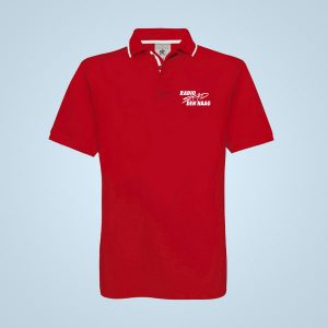 RSDH – red/white Polo shirt, logo embroidered in white