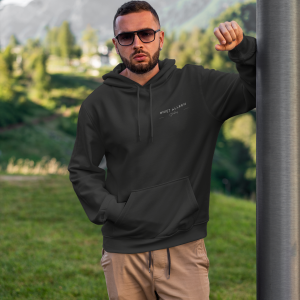 ST NIET ALLEEN – HEREN Hoody zwart, logo in wit