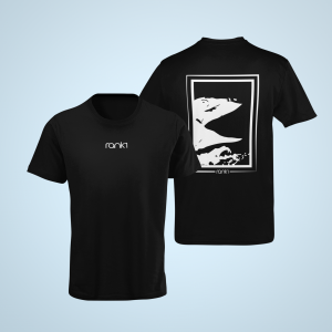 RANK1 – White print chameleon – black t-shirt