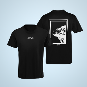 RANK1 – White print lizard – black t-shirt