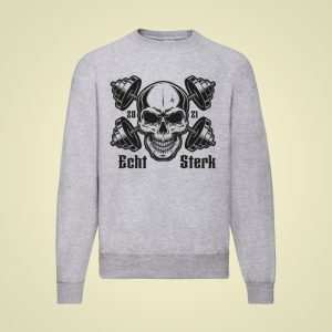 ECHT STERK – Sweater Skull (ashgrey/gemêleerd)