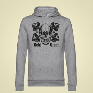 ECHT STERK – Hoody Skull (ash grey/gemêleerd)