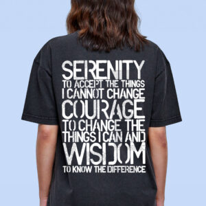BILLY THE KIT – LADIES Oversized Acid Wash Tee, Black – Serenity, Courage, Wisdom