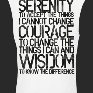 BILLY THE KIT – Sleeveless T, MEN White – Serenity, Courage, Wisdom