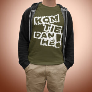 DJ Norman – T-shirt, KOM TIE DAN HE!, urban khaki, white print