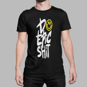 CHARLY LOWNOISE – T-shirt Do Epic Shit, white with fluor yellow print