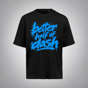 DASH BERLIN – T-shirt black unisex LOOSE FIT – BETTER HALF OF DASH, blue print